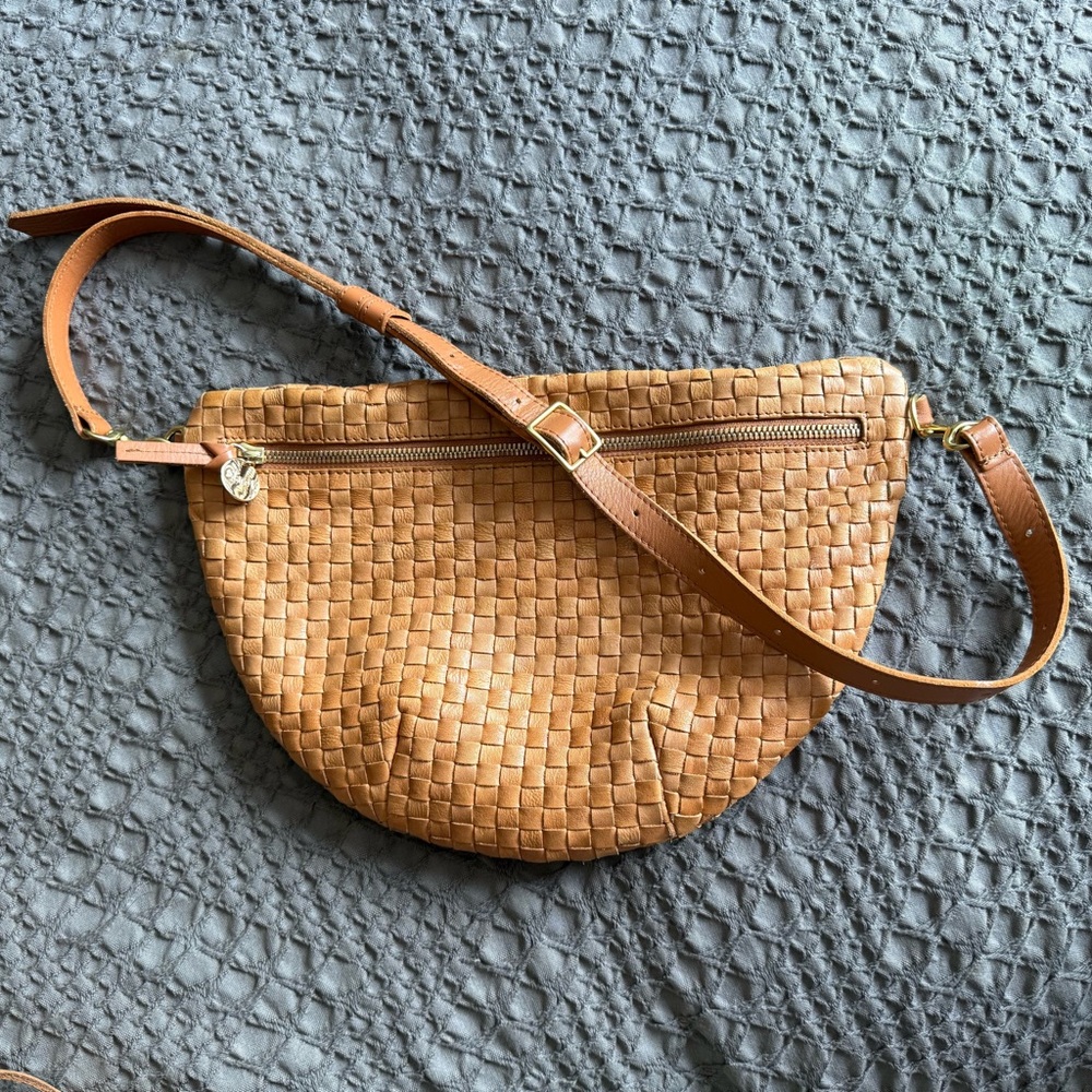Clare V Natural Woven Grande Fanny with Adjustable Strap